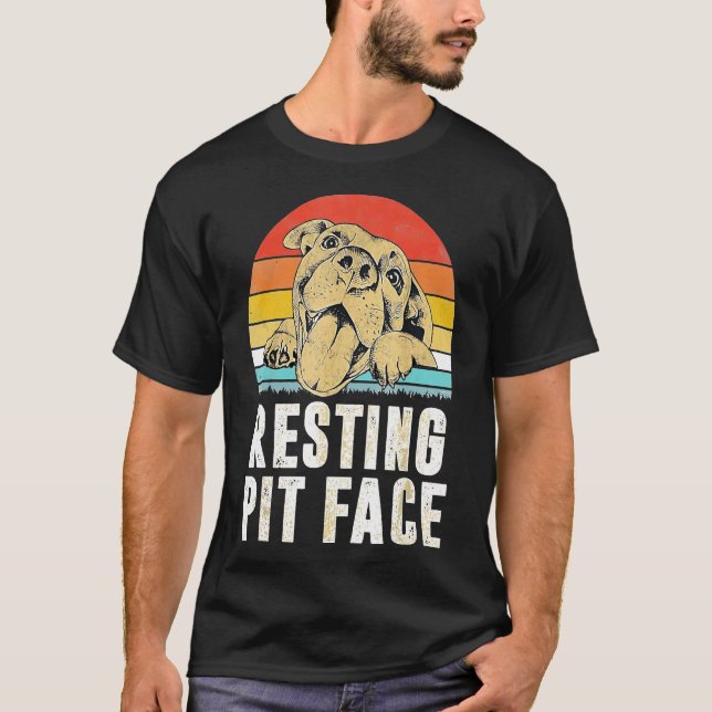 Camiseta Pitbull Resting Pit Face Vintage (Anverso)