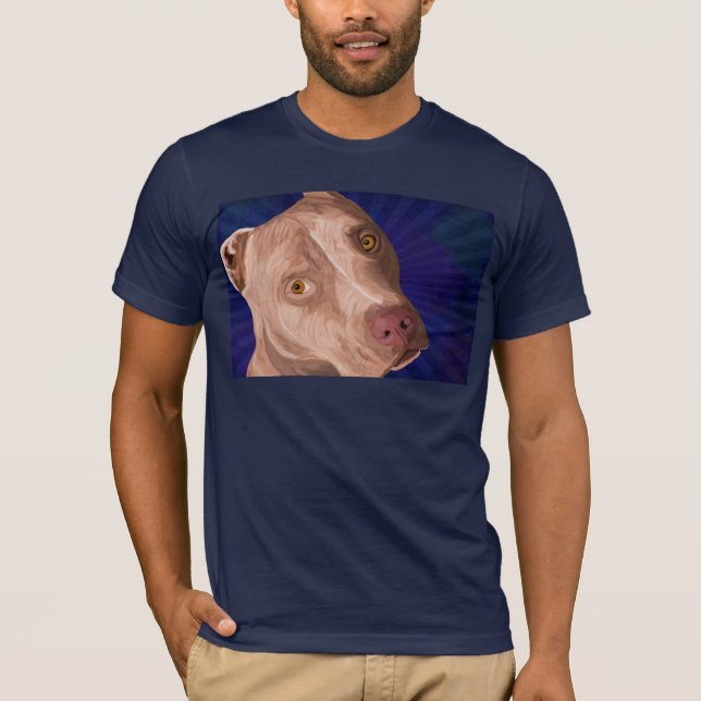 Camiseta Pitbull rojo de la nariz con un fondo azul (Anverso)