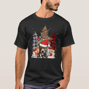 Camiseta Pitbull Santa Hat Light Buffalo Plaid Leopard Xmas