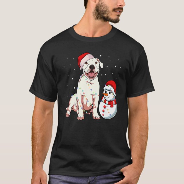Camiseta Pitbull Santa Hat Navidades Pajama Cute Dote Snow  (Anverso)