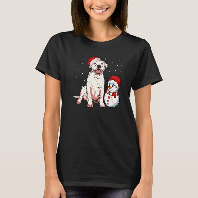 Camiseta Pitbull Santa Hat Navidades Pajama Cute Dote Snow  (Anverso)