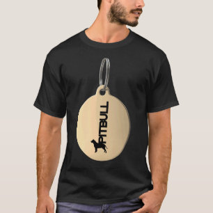 Camiseta Pitbull Silhouette En Blanco Y Negro Sobre La Llav
