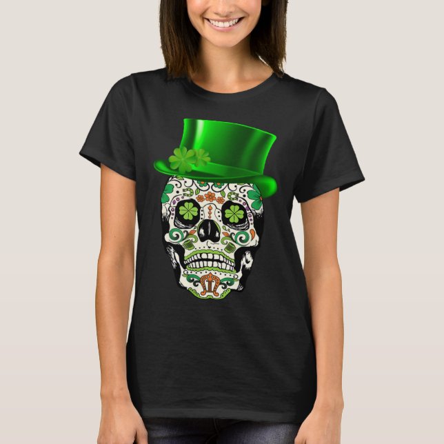 Camiseta Pitbull Skull Saint Patricks Día de Ir Muerto (Anverso)