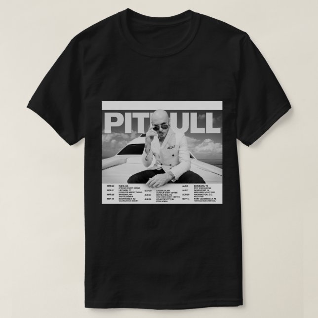 Camiseta Pitbull Sr. Worldwide Tour 2021 Poster (Diseño del anverso)