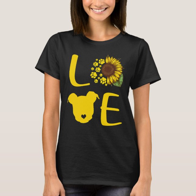 Camiseta Pitbull Sunflower Paw Dog Love 375 (Anverso)