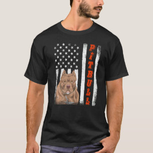 Camiseta Pitbull Terrier Americano Bandera De Estados Unido