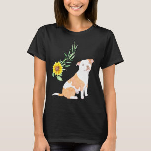 Camiseta Pitbull Terrier Dog Puppy Love Sunflower Planta Le