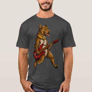 Camiseta Pitbull Tocando Guitarra Funny Pit Bull Pittie