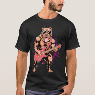 Camiseta Pitbull Tocando Guitarra - Pit Bull Pittie Diverti