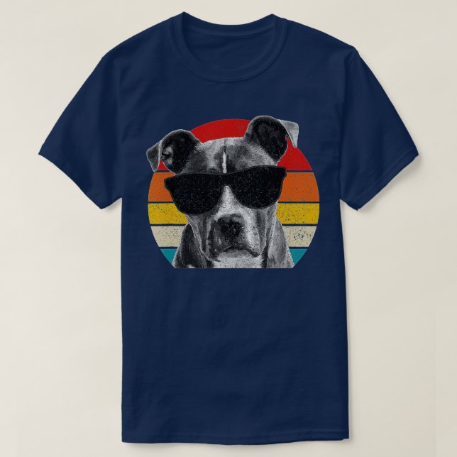 Camiseta Pitbull Vintage Sungafas Funny Pittie Dog Pitbul (Diseño del anverso)