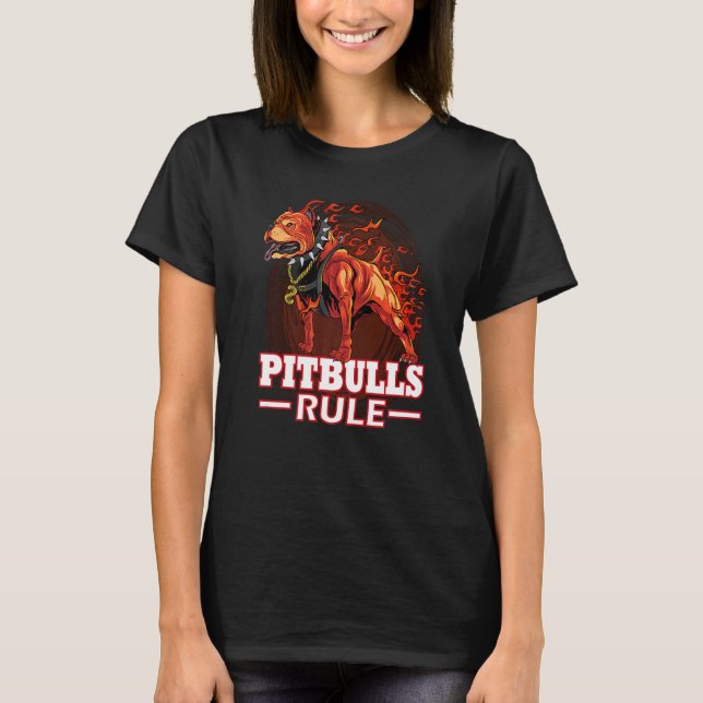 Camiseta Pitbulls Gobernó Infierno Incendio Perro Pitbull (Anverso)