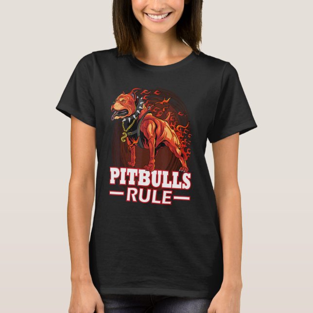 Camiseta Pitbulls Gobernó Infierno Incendio Perro Pitbull (Anverso)