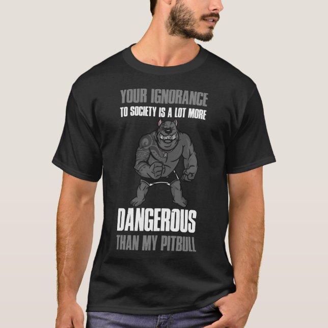 Camiseta Pitbulls Y Tattoos Funny Pitbull (Anverso)