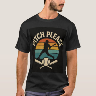 Camiseta Pitch Please Baseball — Atardecer Retro, Silueta d