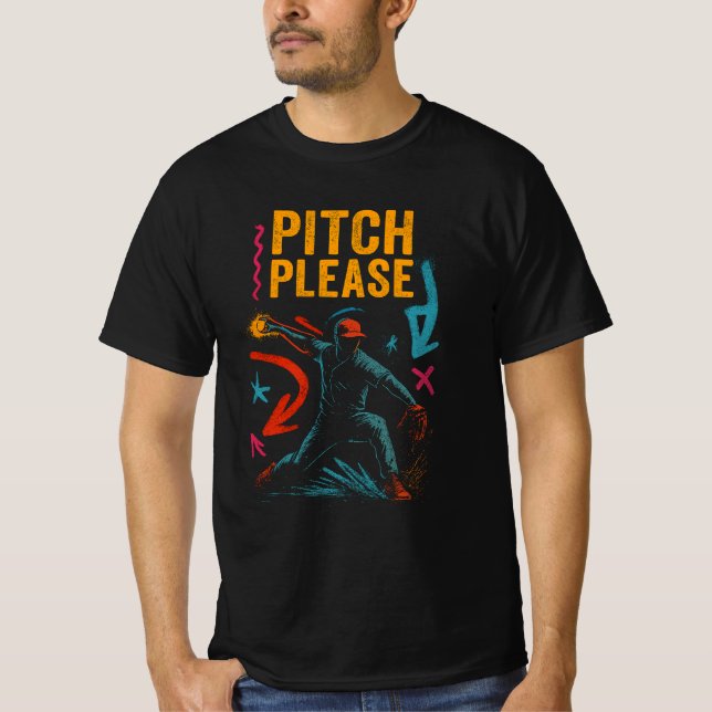 Camiseta Pitch Please - Neon Graffiti Baseball Tee (Anverso)