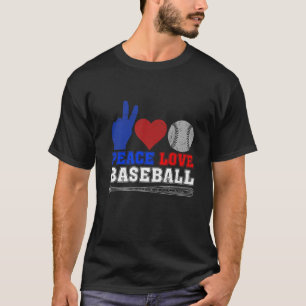 Camiseta Pitcher Catcher dice paz amor al béisbol