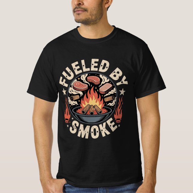 Camiseta Pitmaster Divertido BBQ Impulsado por Humo (Anverso)