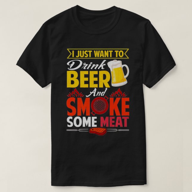 Camiseta Pitmaster Gift Tee Drink Beer Smoer Meat BBQ Smoke (Diseño del anverso)