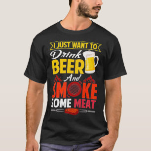 Camiseta Pitmaster Gift Tee Drink Beer Smoer Meat BBQ Smoke