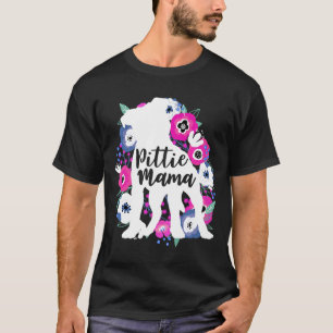 Camiseta Pittie Mama Floral Flowers Pitbull Cute Pit Bull M