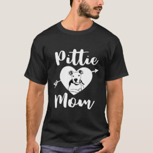 Camiseta Pittie Mom Cute Pitbull Mama Heart Love Bull G