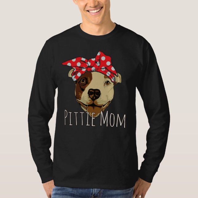 Camiseta Pittie Mom Funny Y Cute Pitbull Dog En Bandana (Anverso)