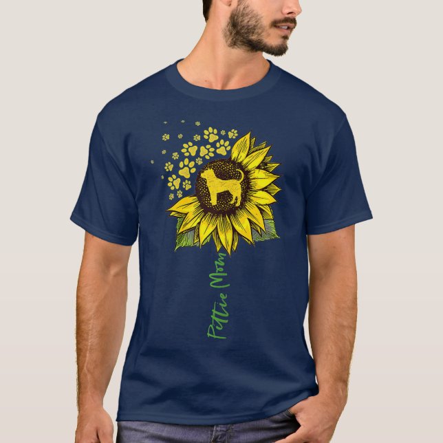 Camiseta Pittie Mom Sunflower Pitbull Lover Regalos Perro M (Anverso)
