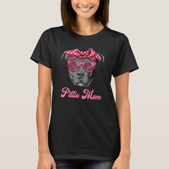 Camiseta Pittie Mom Women Guay Pitbull Dog Retro (Anverso)