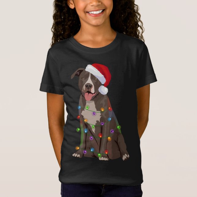 Camiseta Pittie Navidades Pitbull alumbran al amante del pe (Anverso)