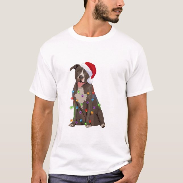Camiseta Pittie Navidades Pitbull alumbran al amante del pe (Anverso)