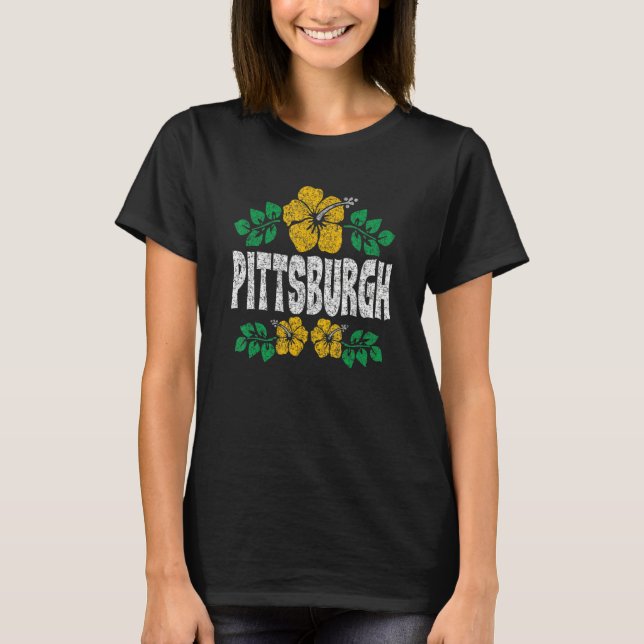Camiseta Pittsburgh Flowers Distressed Color Print (Anverso)