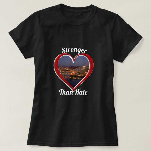 Camiseta Pittsburgh PA más fuerte que el odio (Diseño del anverso)