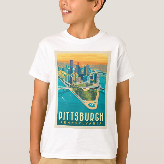 Camiseta Pittsburgh, PA | Vista de ojos de pájaro (Anverso)