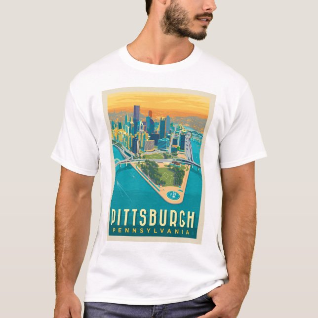 Camiseta Pittsburgh, PA | Vista de ojos de pájaro (Anverso)