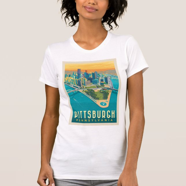 Camiseta Pittsburgh, PA | Vista de ojos de pájaro (Anverso)