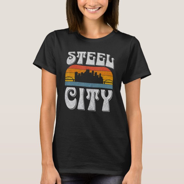 Camiseta Pittsburgh Pennsylvania Steel City Skyline 412 Hom (Anverso)