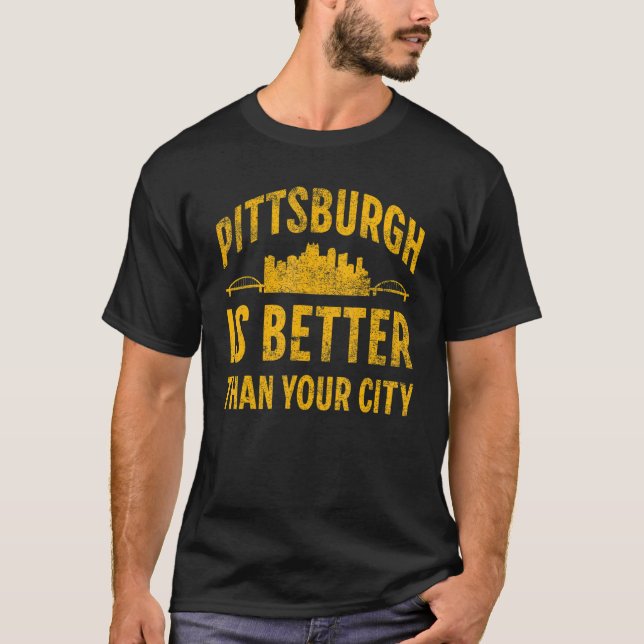 Camiseta Pittsburgh Pennsylvania Steel City Skyline 412 Hom (Anverso)