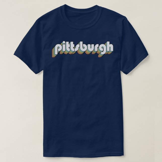 Camiseta Pittsburgh Retro Rainbow Typography Style (Diseño del anverso)