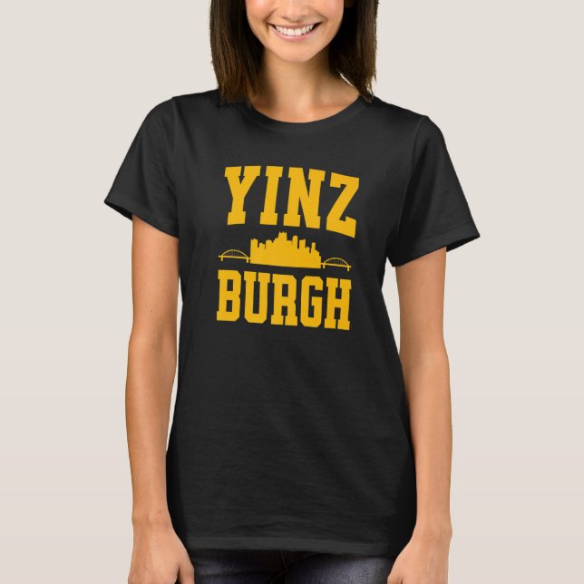 Camiseta Pittsburgh Yinz Yinzer Steel City Skyline 412 Hom (Anverso)