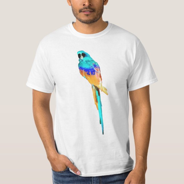 Camiseta PixDezines acuarela macaw/azul (Anverso)