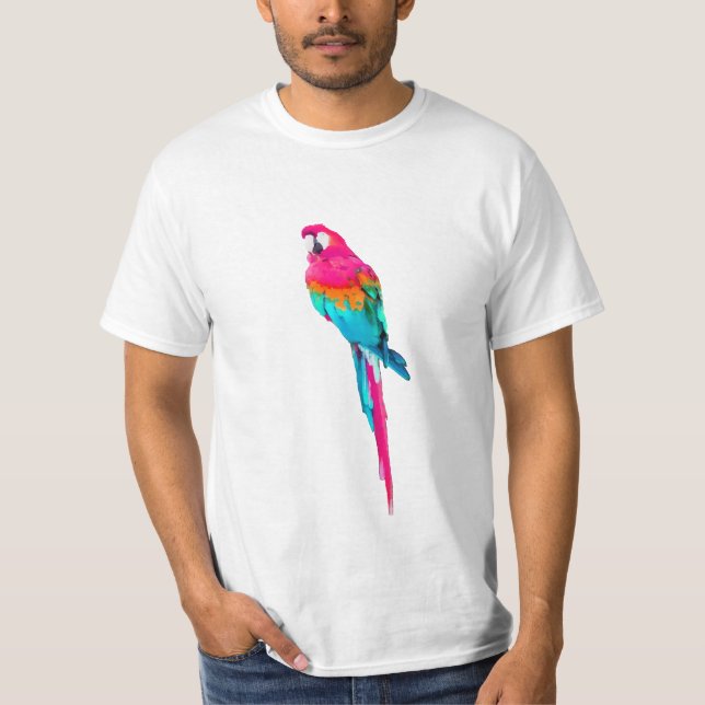 Camiseta PixDezines acuarela macaw/rosa caliente (Anverso)