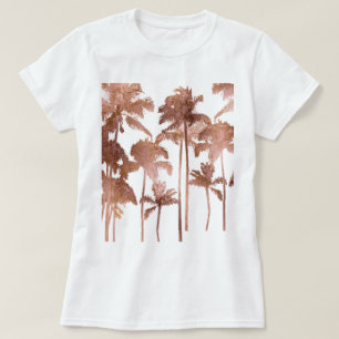 Camiseta PixDezines Hawaii, Aloha Palm Trees/Faux Rosa Gold