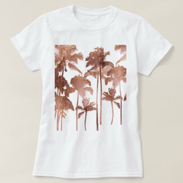 Camiseta PixDezines Hawaii, Aloha Palm Trees/Faux Rosa Gold (Diseño del anverso)