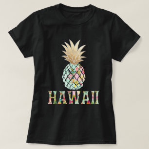 Camiseta PixDezines Hawaii, Aloha Piña/Faux Gold