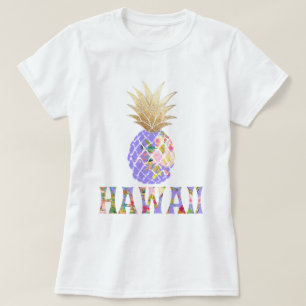 Camiseta PixDezines Hawaii, Aloha Piña/Faux Gold