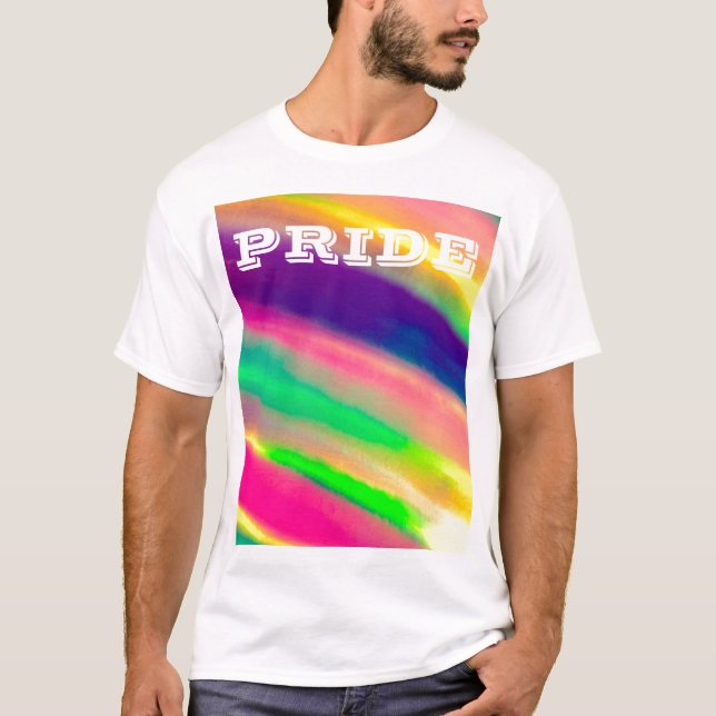 Camiseta PixDezines LGBT Acuarela Arcoíris Orgullo (Anverso)