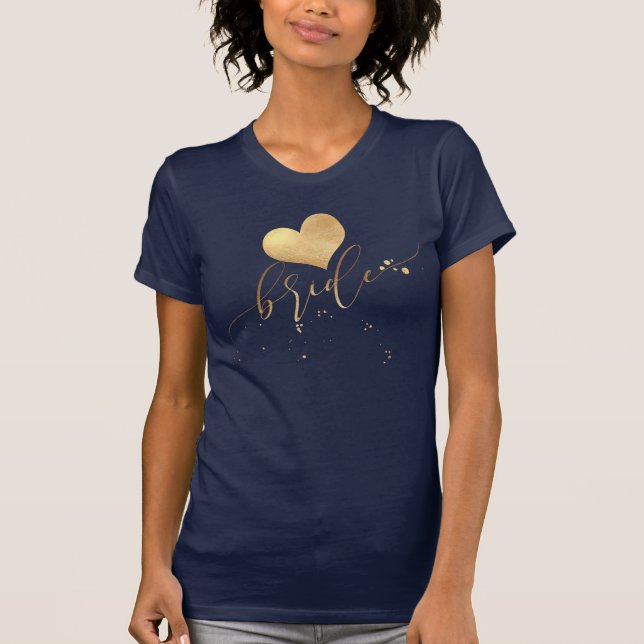 Camiseta PixDezines Modern Bride/Faux Gold Script (Anverso)