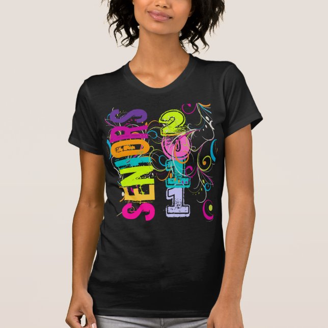 Camiseta PixDezines Seniors 2011+remolinos de arcoíris (Anverso)