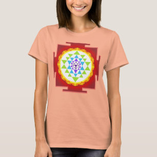 Camiseta PixDezines Sri Yantra/Rojo