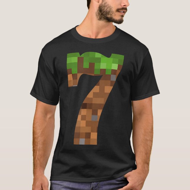 Camiseta Pixel 7 Años Número De Cumpleaños Siete Siete Años (Anverso)